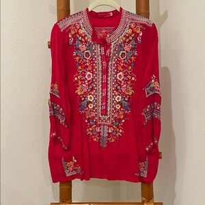 Johnny Was Embroidered pink Bohemian Blouse